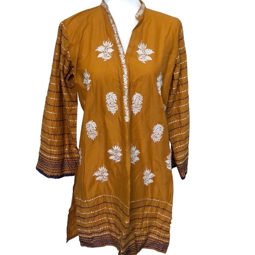 Junaid Jamshed Womens J. PRET Mustard Yellow Top Kurta Tunic Size M 12